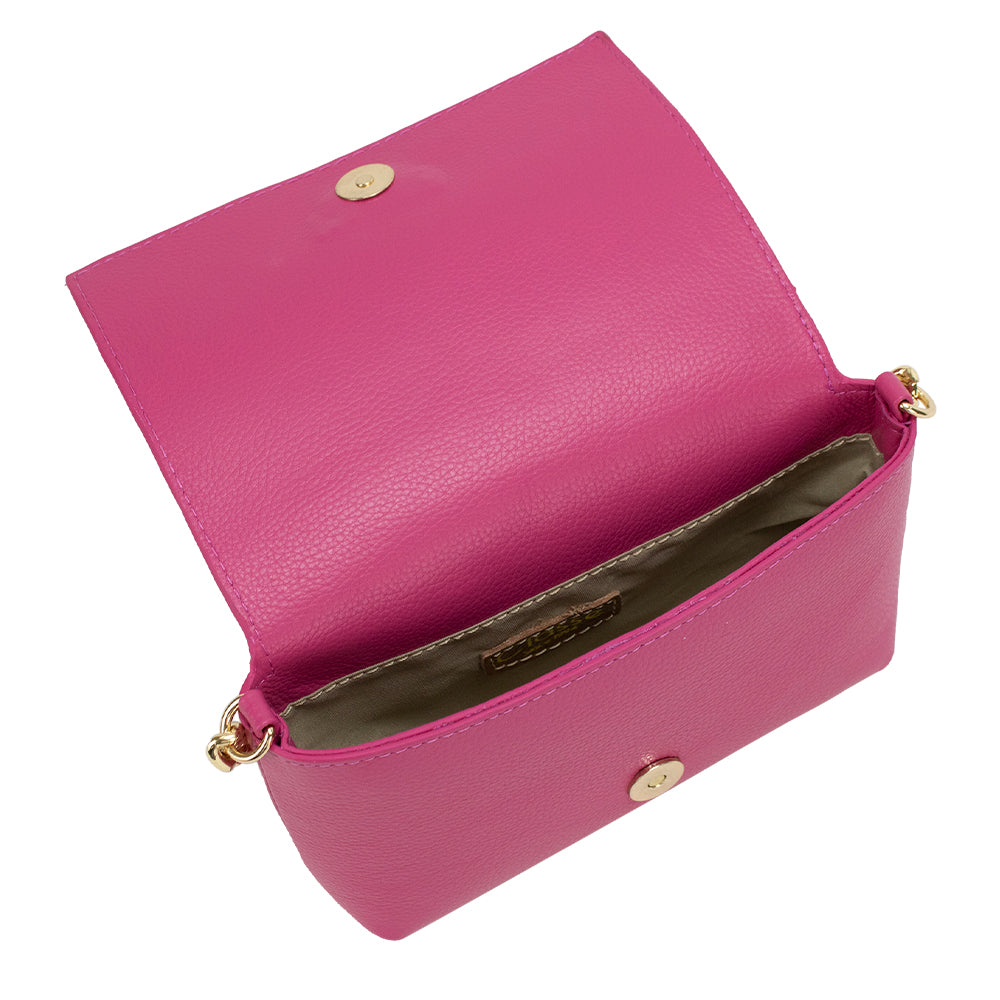 Bolsa de Couro Tiracolo Mia - Magenta