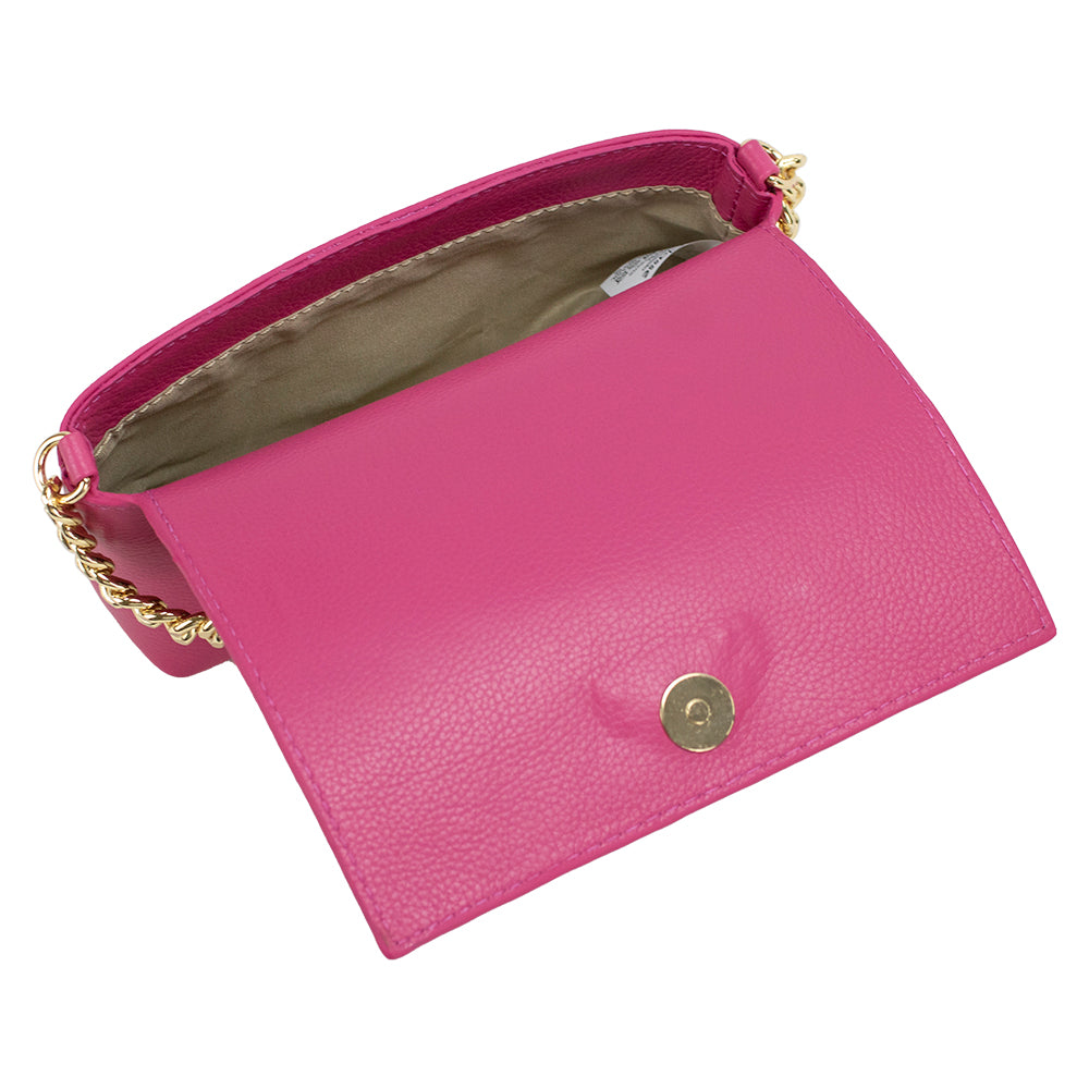 Bolsa de Couro Tiracolo Mia - Magenta