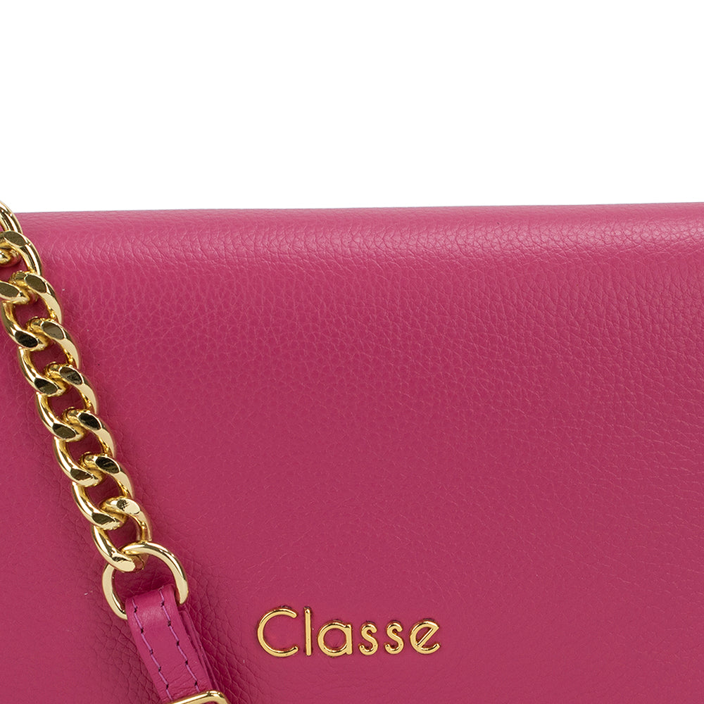 Bolsa de Couro Tiracolo Mia - Magenta