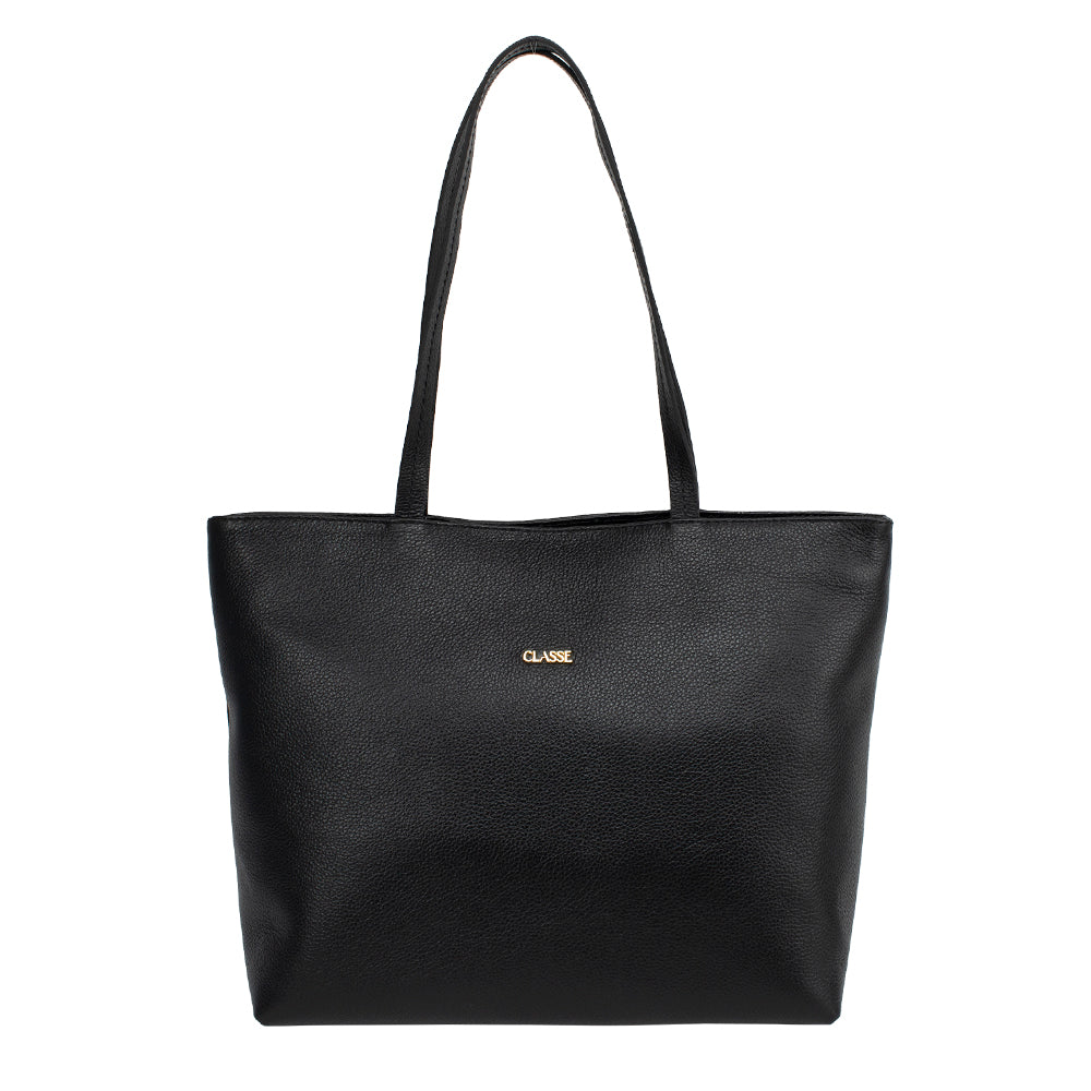 Bolsa Shopping Bag Couro Bárbara - Preto