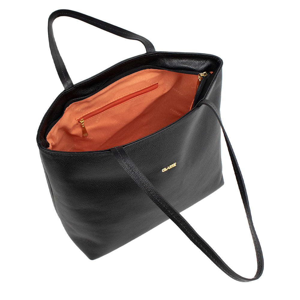 Bolsa Shopping Bag Couro Bárbara - Preto