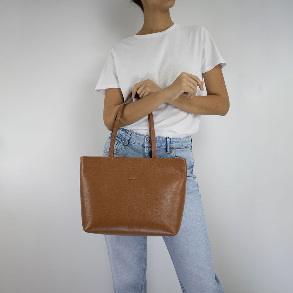 Bolsa Shopping Bag Couro Bárbara - Nocciola