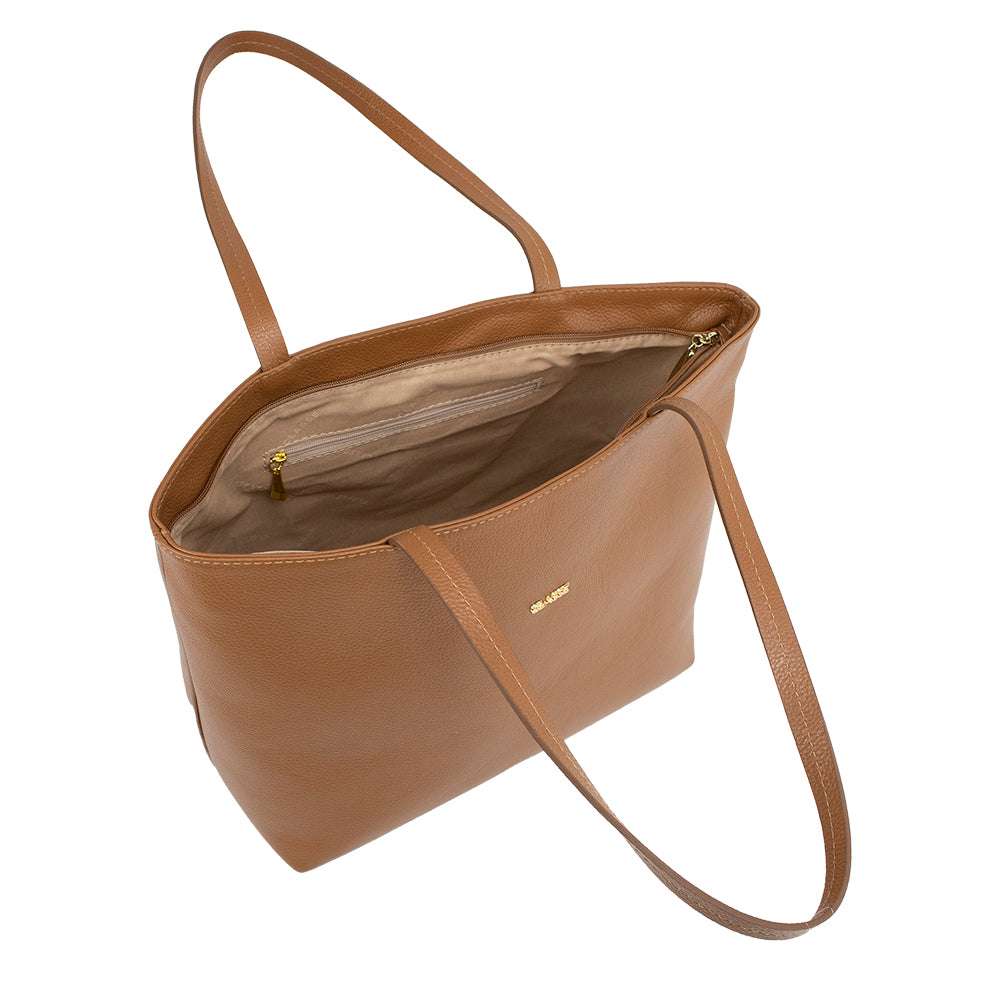 Bolsa Shopping Bag Couro Bárbara - Nocciola