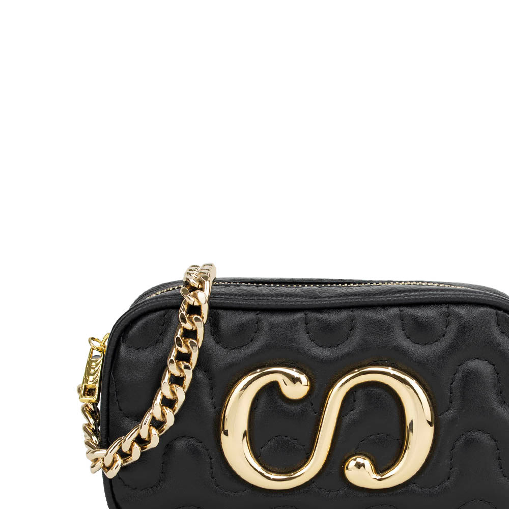 Bolsa Câmera Bag Maria Couro Matelassê Preta