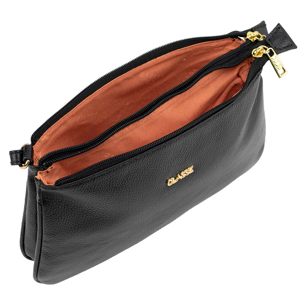 Bolsa de Couro Crossbody Maria - Preto