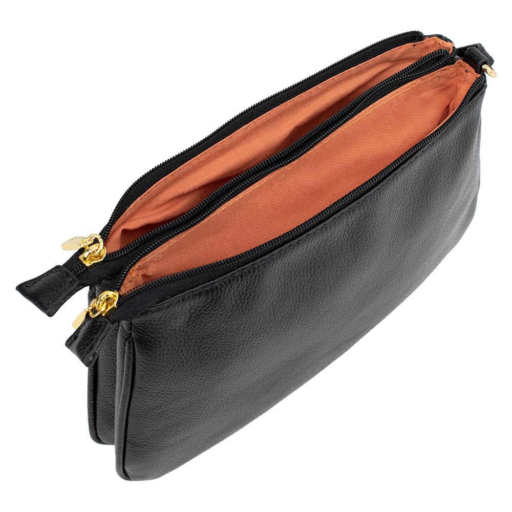 Bolsa de Couro Crossbody Maria - Preto