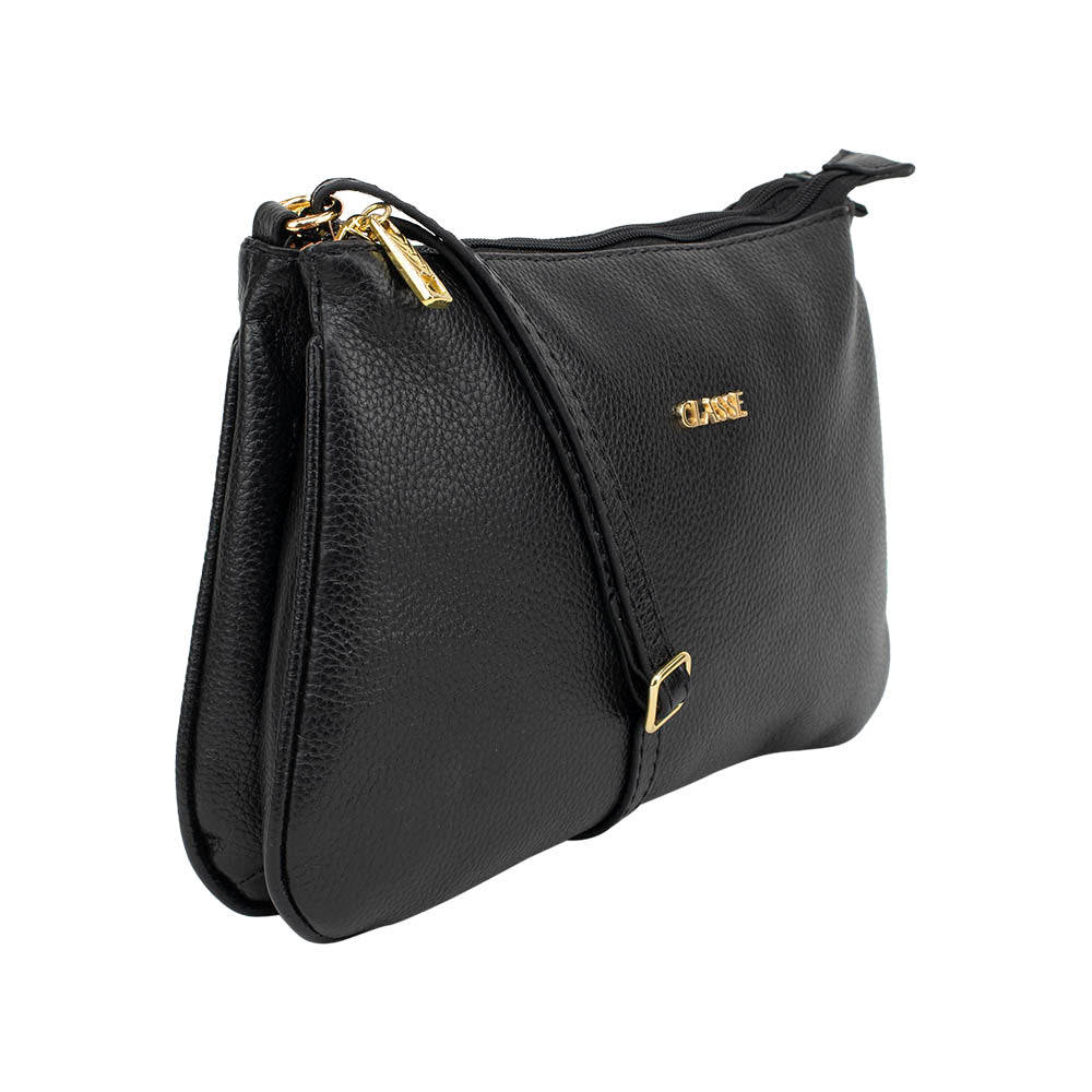 Bolsa de Couro Crossbody Maria - Preto