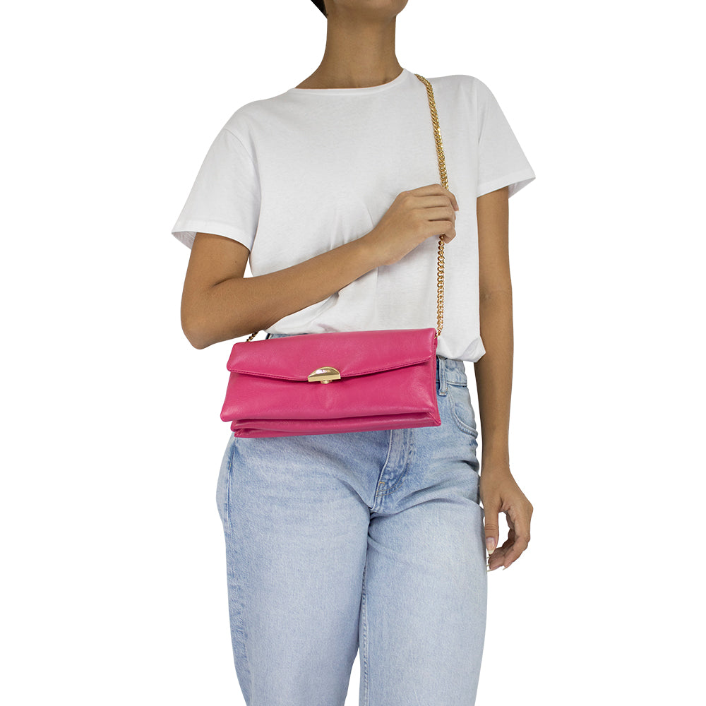 Bolsa Tiracolo de Couro Ana - Rosa