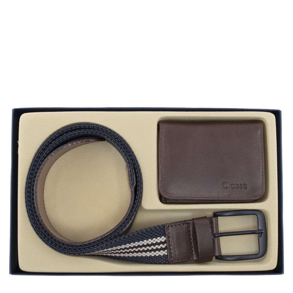 Kit 03 Masculino Casual: Carteira de Couro com Tampa e Cinto Esporte.