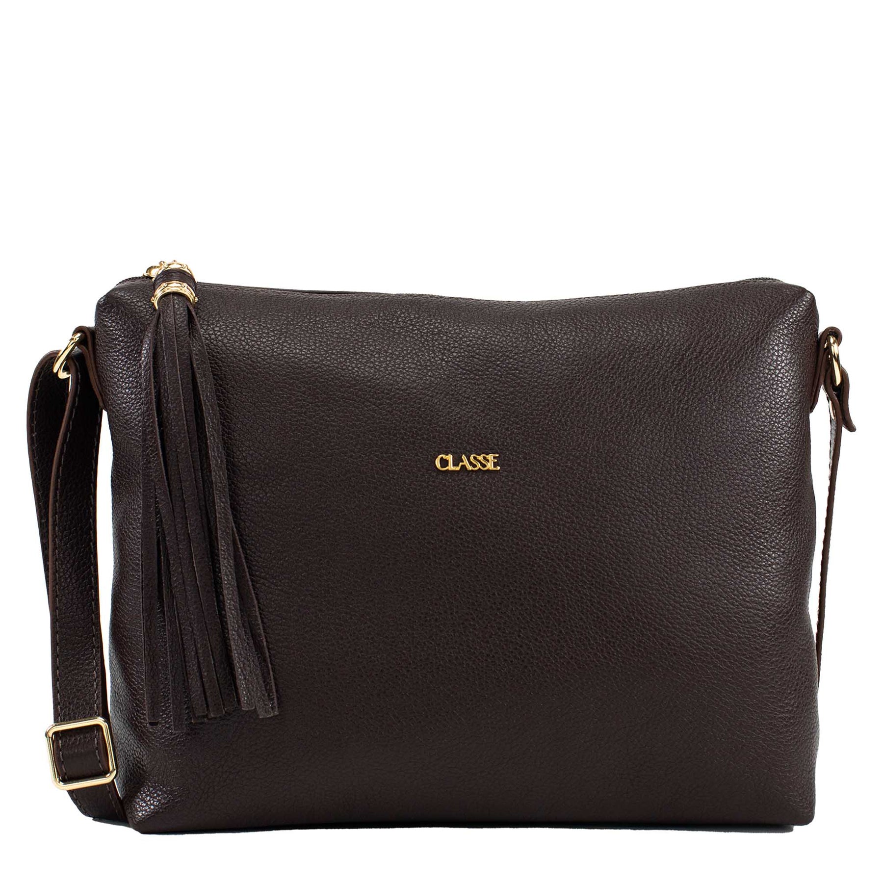 Bolsa Crossbody de Couro Liso - Média