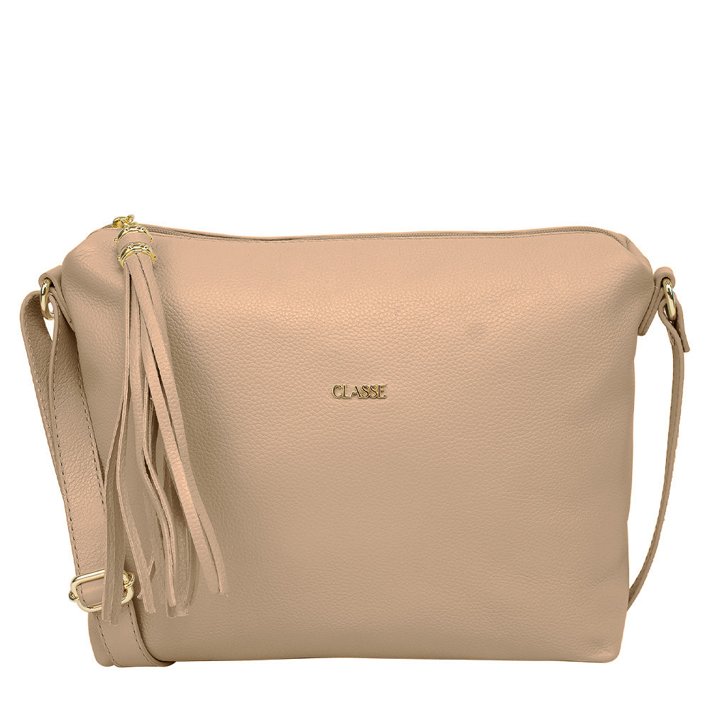 Bolsa Crossbody de Couro Liso - Média