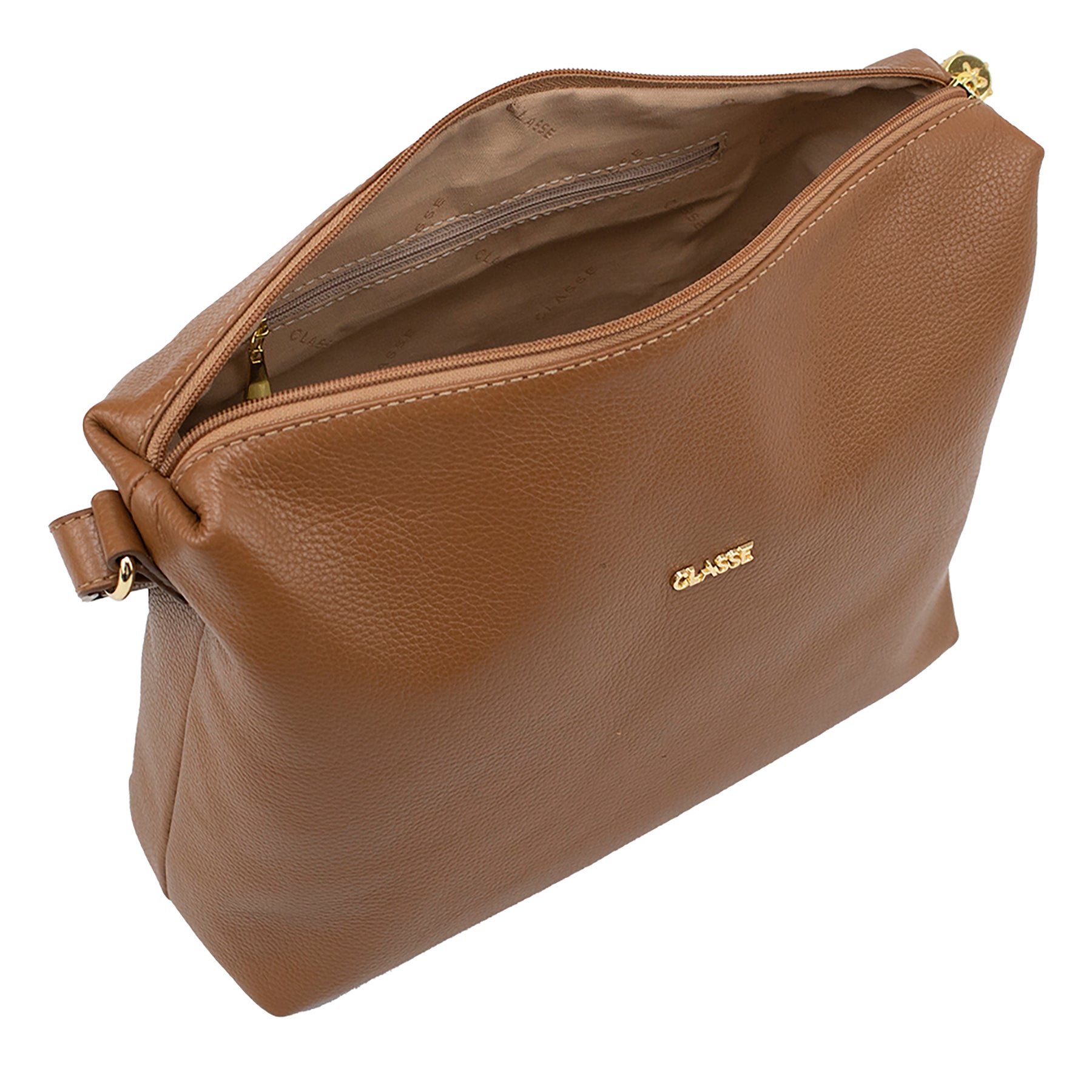 Bolsa Crossbody de Couro Liso - Média