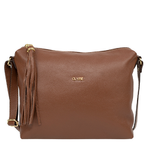 Bolsa Crossbody de Couro Liso - Castor