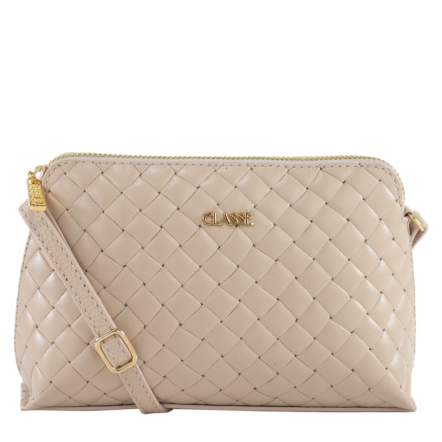 Bolsa Crossbody de Couro Veka - Tramado Creme