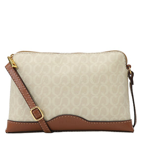 Kit: 01 Bolsa Crossbody Canvas Creme/Nocciola + 01 Bolsa Crossbody Canvas Marrom/Nocciola + 01 Porta Celular Creme