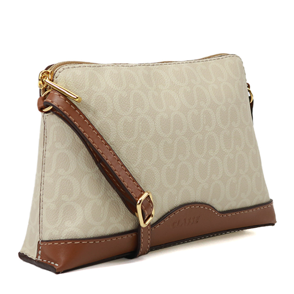 Kit: 01 Bolsa Crossbody Canvas Creme/Nocciola + 01 Bolsa Crossbody Canvas Marrom/Nocciola + 01 Porta Celular Creme