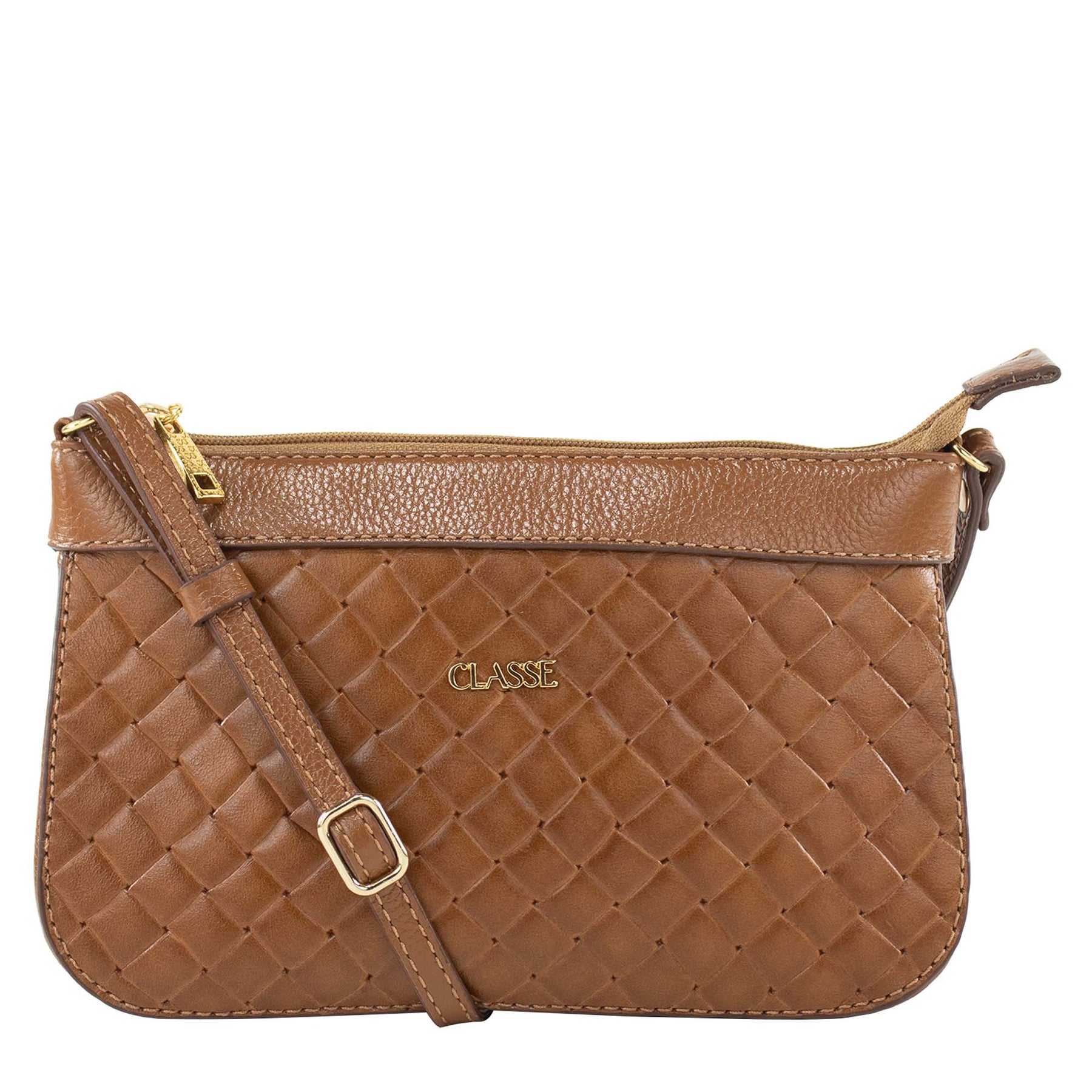 Bolsa Crossbody de Couro Dani - Tramado Nocciola