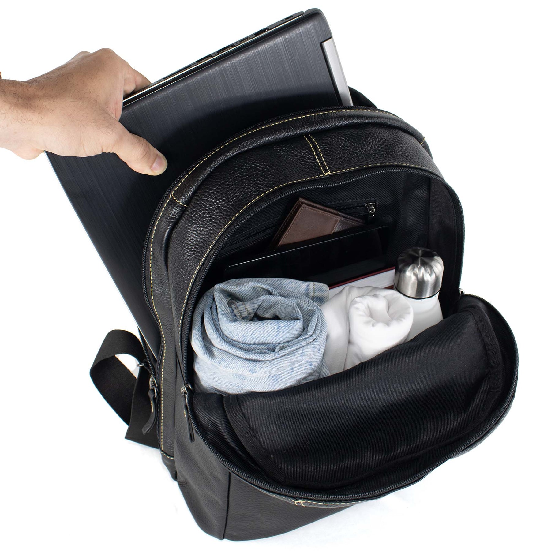MOCHILA GRANDE MASCULINA EM COURO - 2866-5