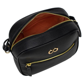 Bolsa Camera Bag Preta de Couro Liza