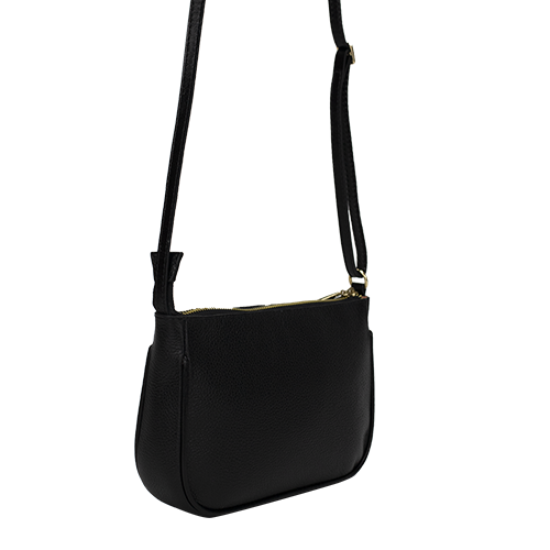 Bolsa Crossbody de Couro Preta Clarita