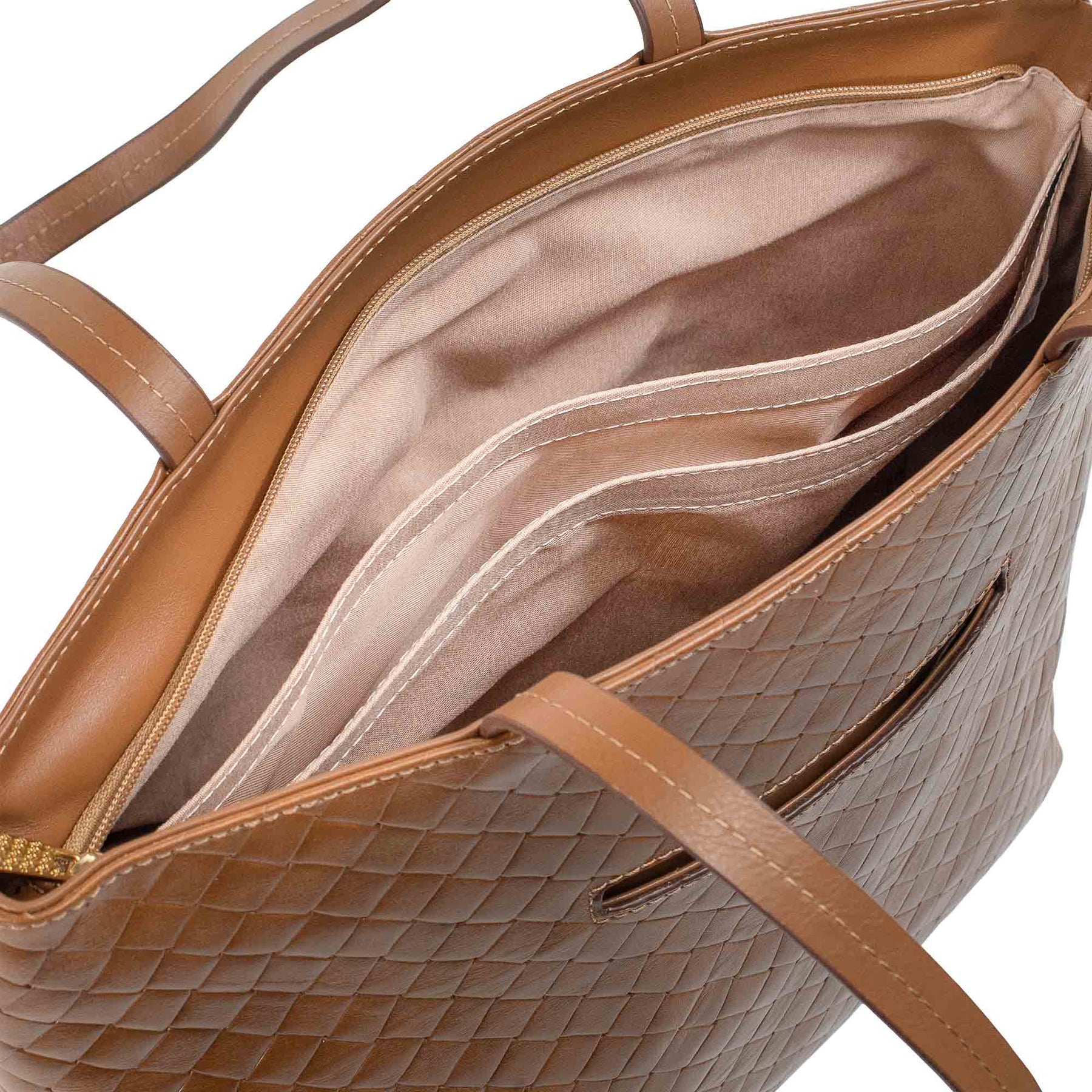 Bolsa Shopping Bag de Couro Tramado - Bárbara