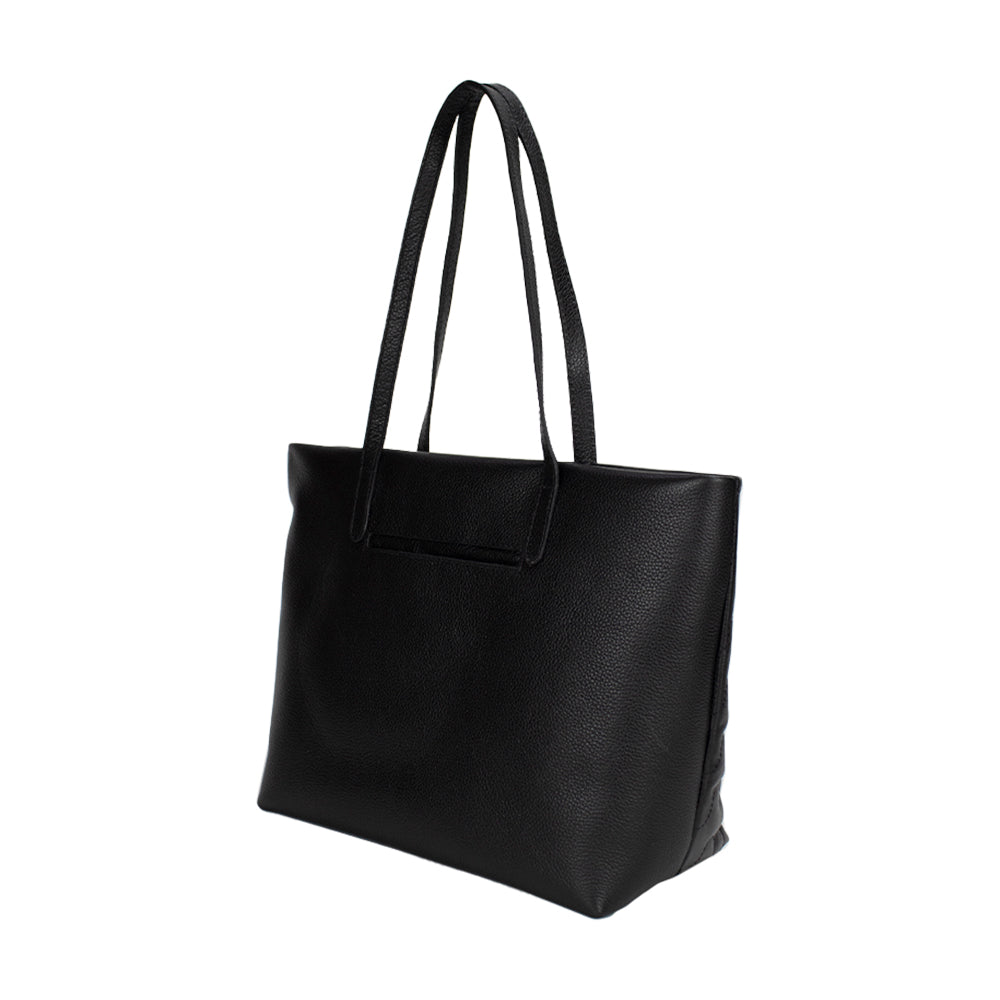 Bolsa Shopping Bag Preta de Couro Liza