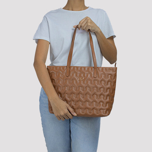 Bolsa Shopping Bag Nocciola de Couro Liza