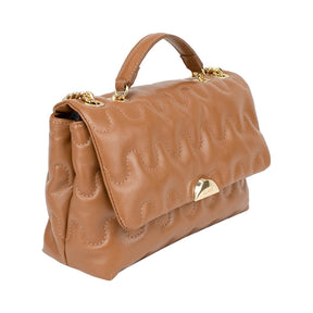 Bolsa de Couro Tiracolo com Corrente Liza - Nocciola