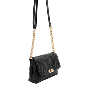 Bolsa Tiracolo de Couro Mini Liza - Preto