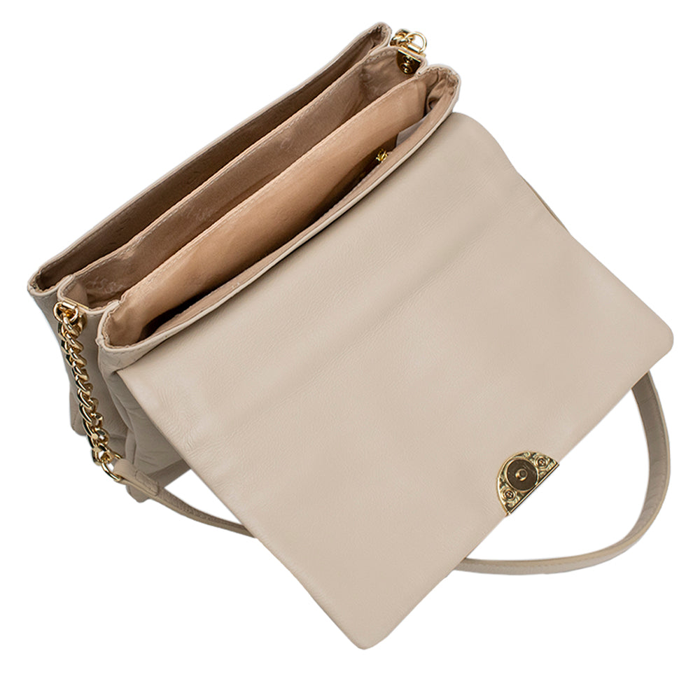 Bolsa Tiracolo de Couro Creme Ana