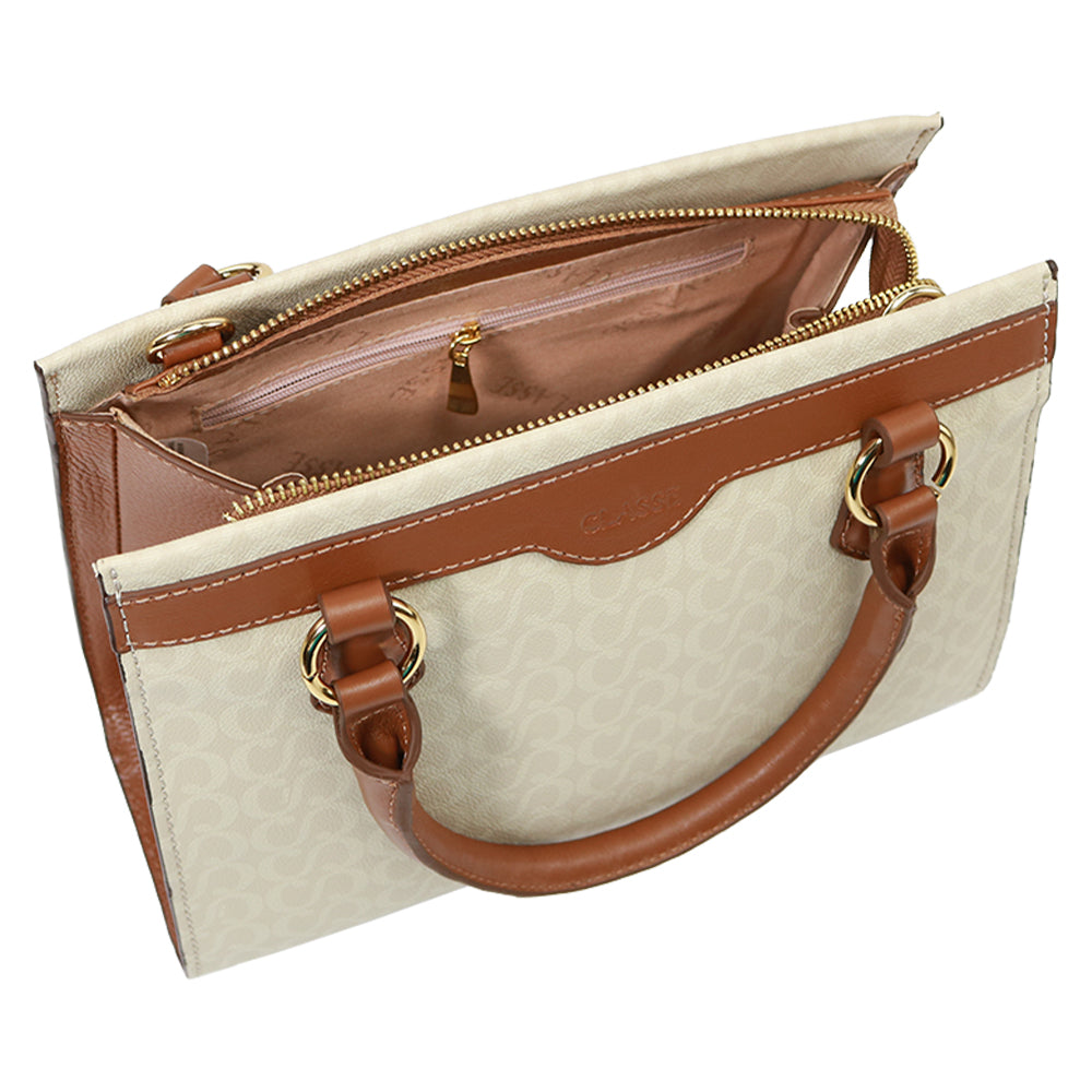 Bolsa Tote de Couro Mariana - Creme/Nocciola