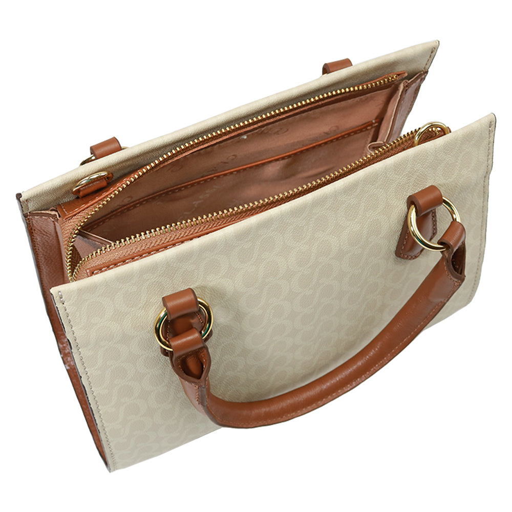 Bolsa Tote de Couro Mariana - Creme/Nocciola