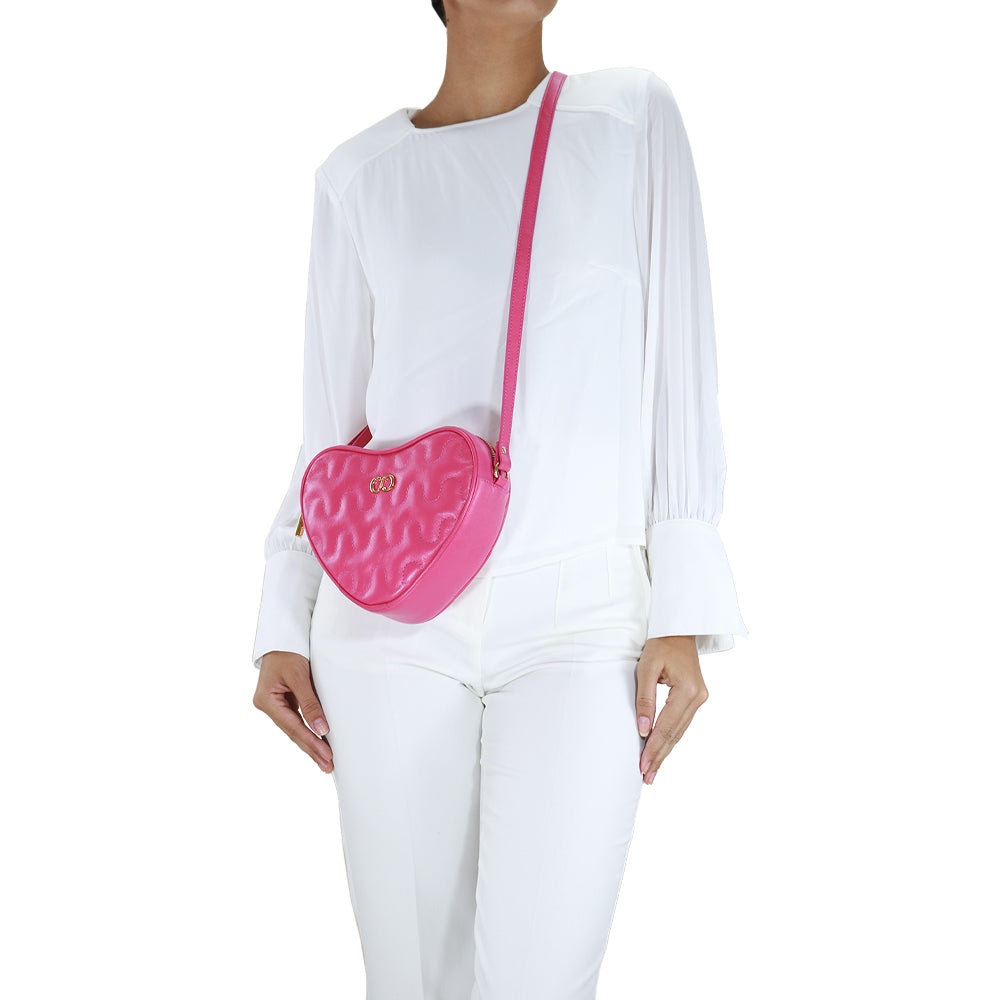 Bolsa Crossbody de Couro Love Lala - Magenta