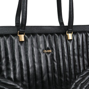 Bolsa de Couro Shopping Bag Eva - Preto