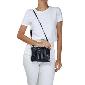 Bolsa de Couro Crossbody Eva - Metal Dourado