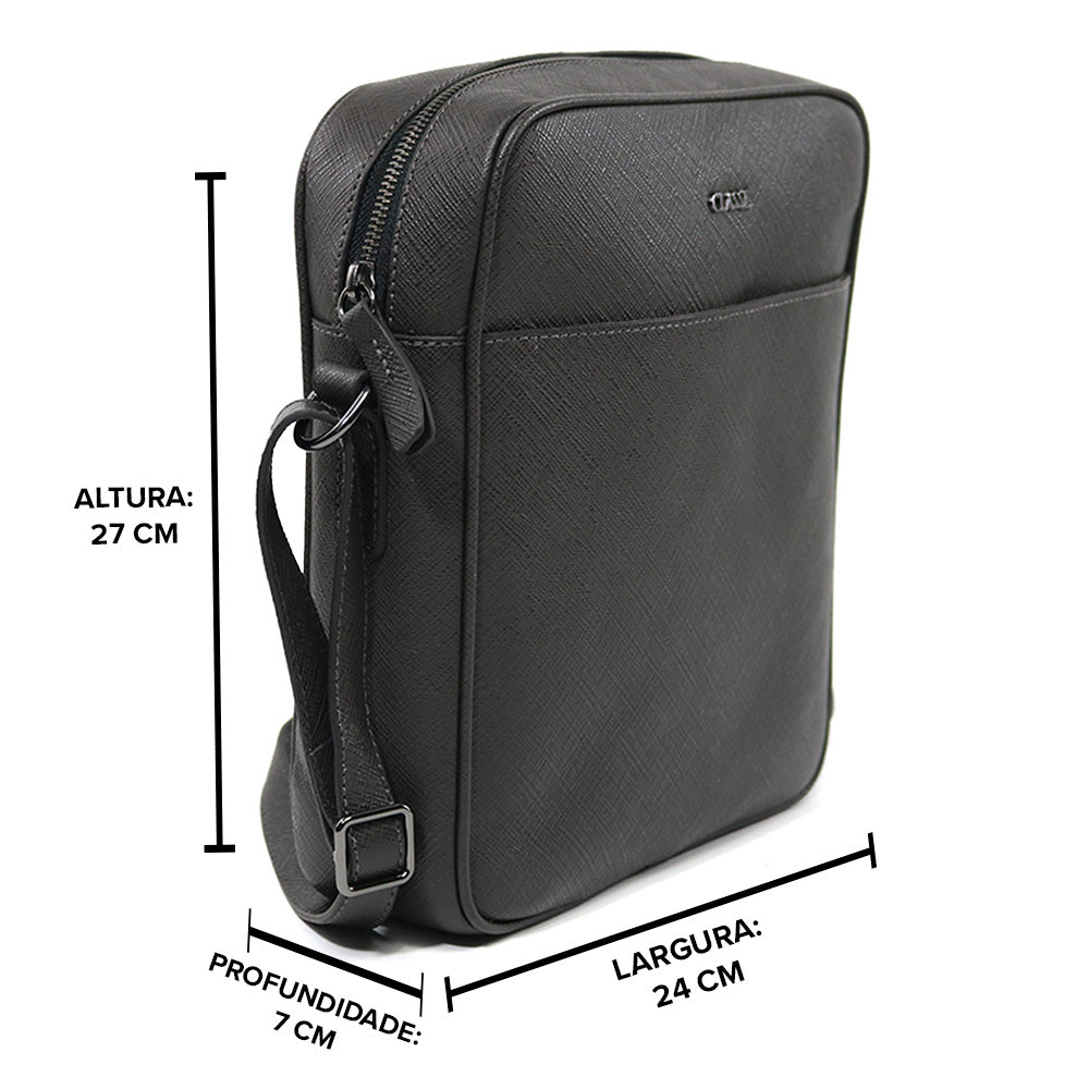 Sholder Bag Masculina de Couro - Preto