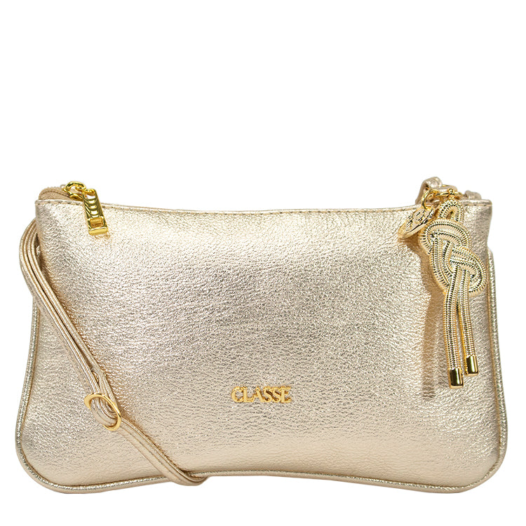 Bolsa Crossbody de Couro - Ouro