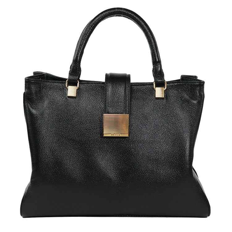 Combo: 01 Bolsa de Couro Tote Belle - Preto + Carteira Exclusiva