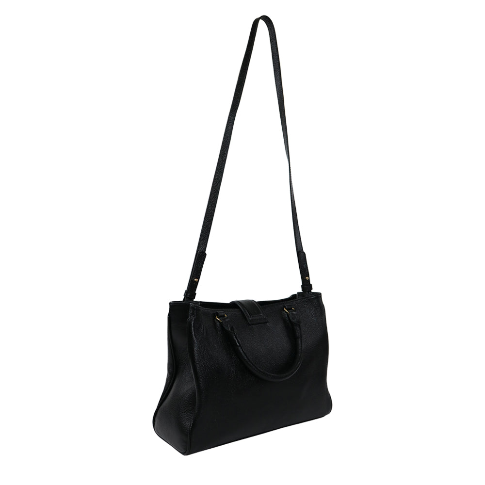 Combo: 01 Bolsa de Couro Tote Belle - Preto + Carteira Exclusiva