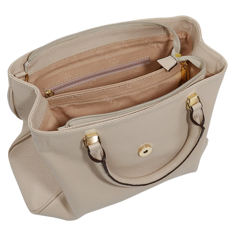 Bolsa de Couro Tote BELLE - Creme