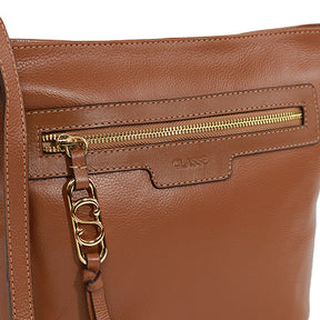 Bolsa de Couro Crossbody PEGGY - Nocciola