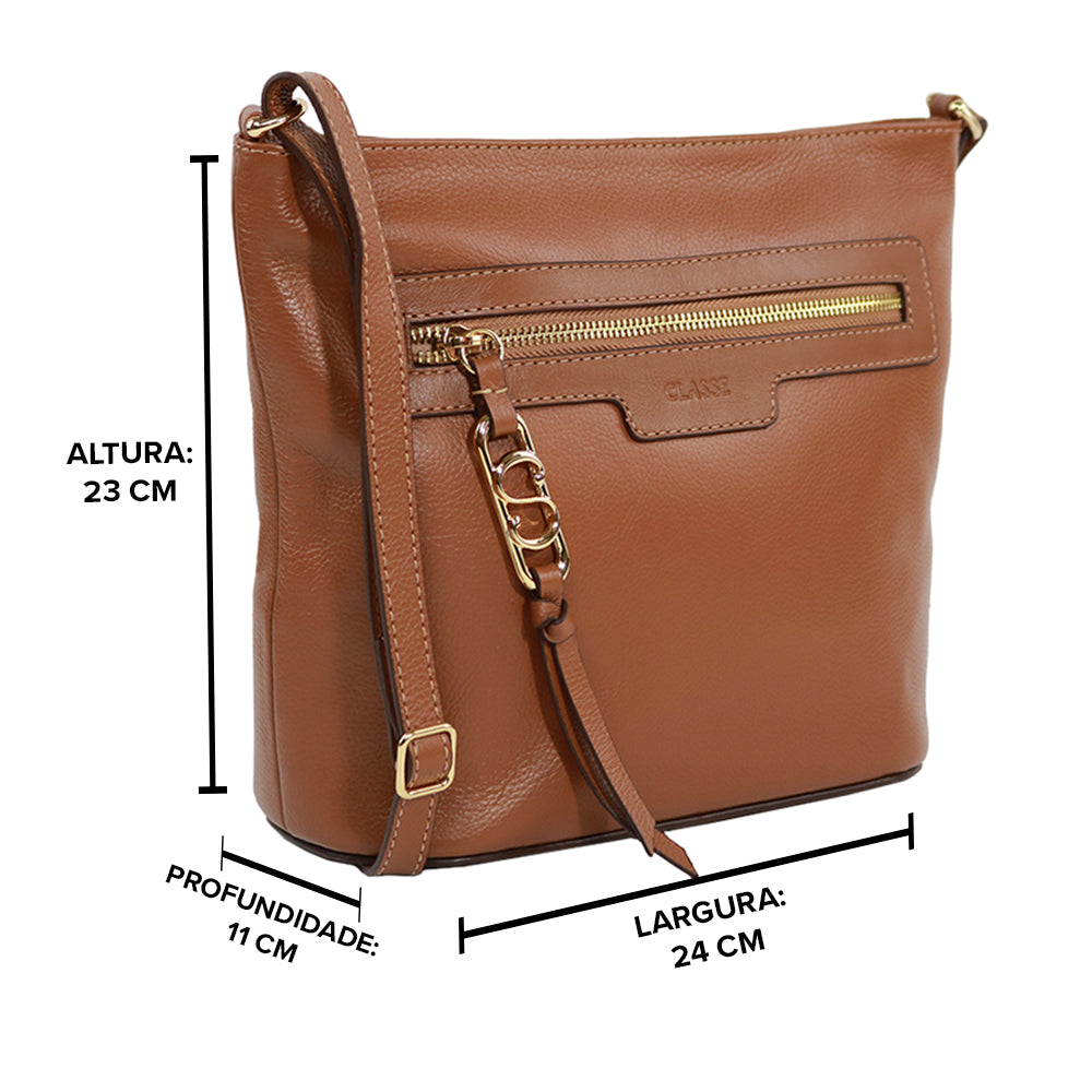 Bolsa de Couro Crossbody PEGGY - Nocciola