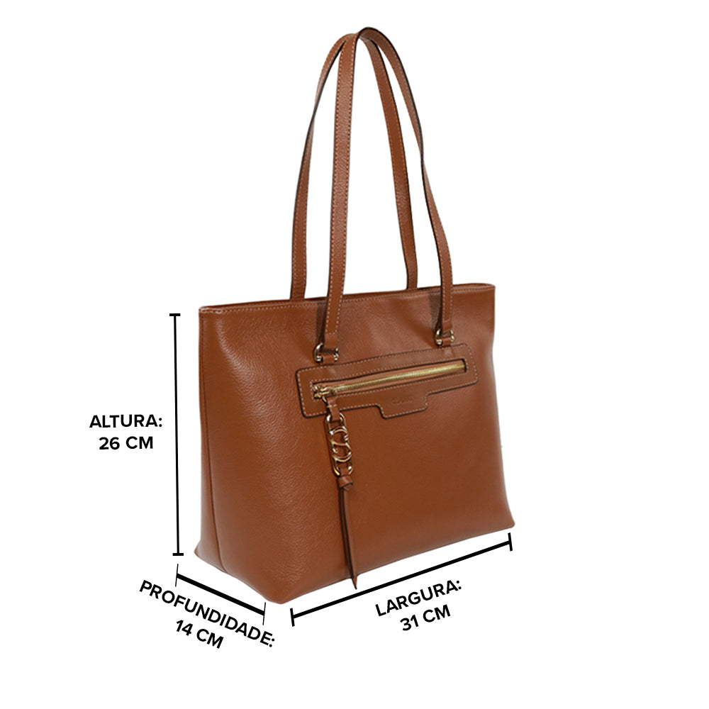 Bolsa de Couro Shopping Bag PEGGY - Nocciola