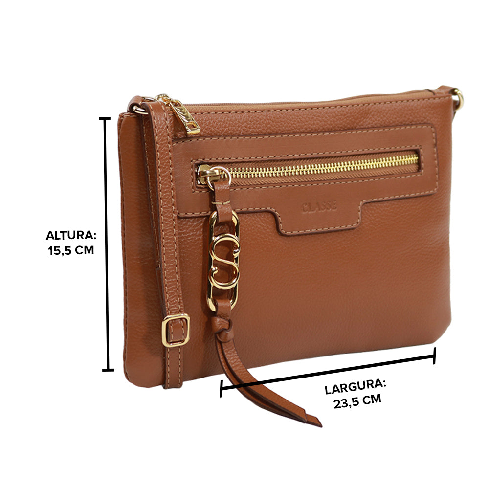 Bolsa de Couro Crossbody PEGGY - Nocciola