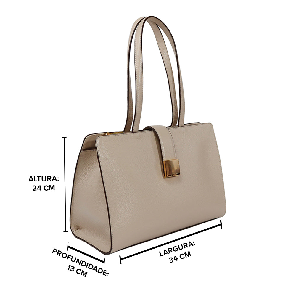 Bolsa Shopping Bag de Couro BELLE -  Creme