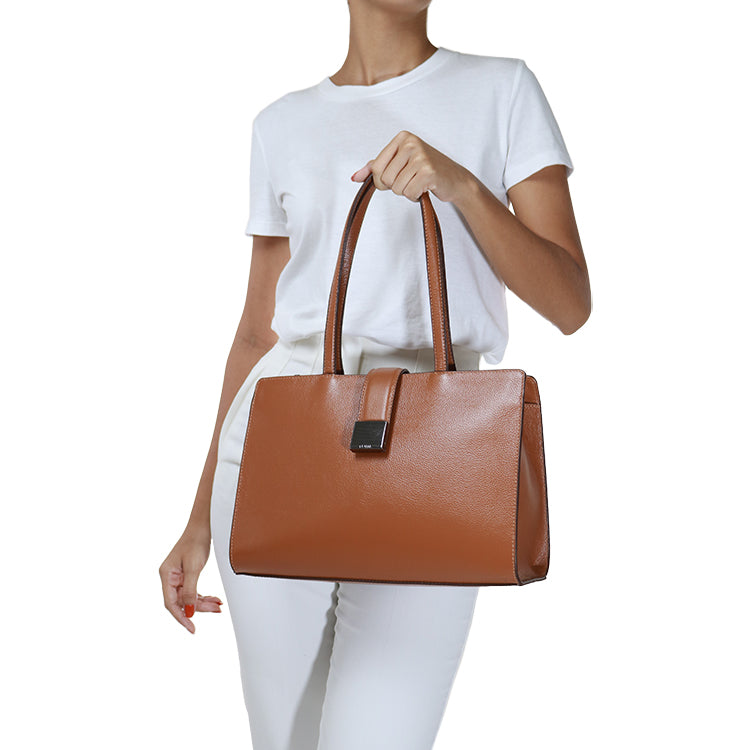 Bolsa Shopping Bag de Couro BELLE - Nocciola