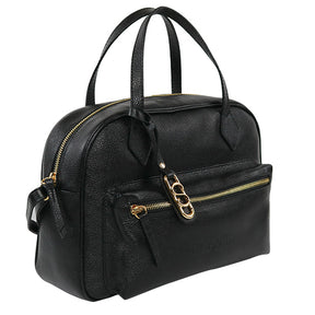 Combo: 01 Bolsa de Couro Camera Bag Malu - Preto + Carteira Exclusiva