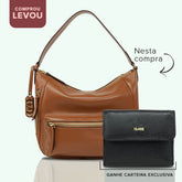 Combo: 01 Bolsa de Couro Shopping Bag Malu - Nocciola + Carteira Exclusiva