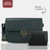 Combo: 01 Bolsa de Couro Tiracolo Emily - Eucalipto+ Carteira Exclusiva