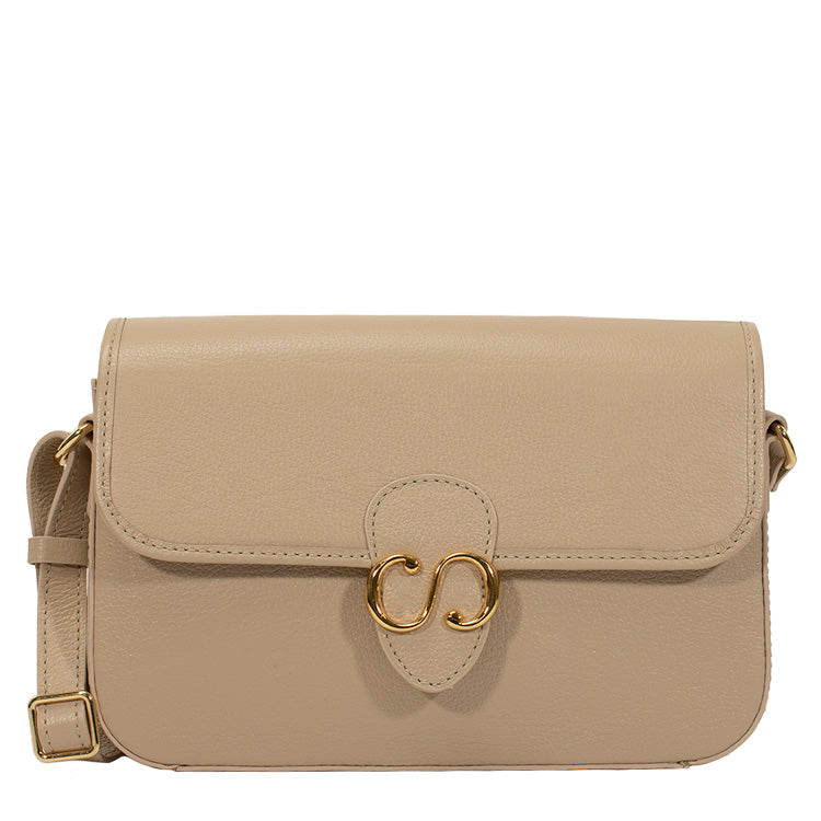 Combo: 01 Bolsa de Couro Tiracolo Emily - Creme + Carteira Exclusiva